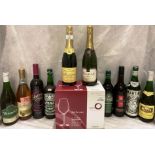 Ten assorted bottles including Martini Extra Dry, Harvey Medium Dry Sherry,