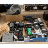 Contents to part of rack camera accessories - flash lights, lenses, Paterson Tanks etc.