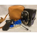 A Quartz cine camera in light brown vinyl case