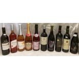 Ten various bottles of red and rose wine (including sparkling) including Lindeman's Cawarra Shiraz