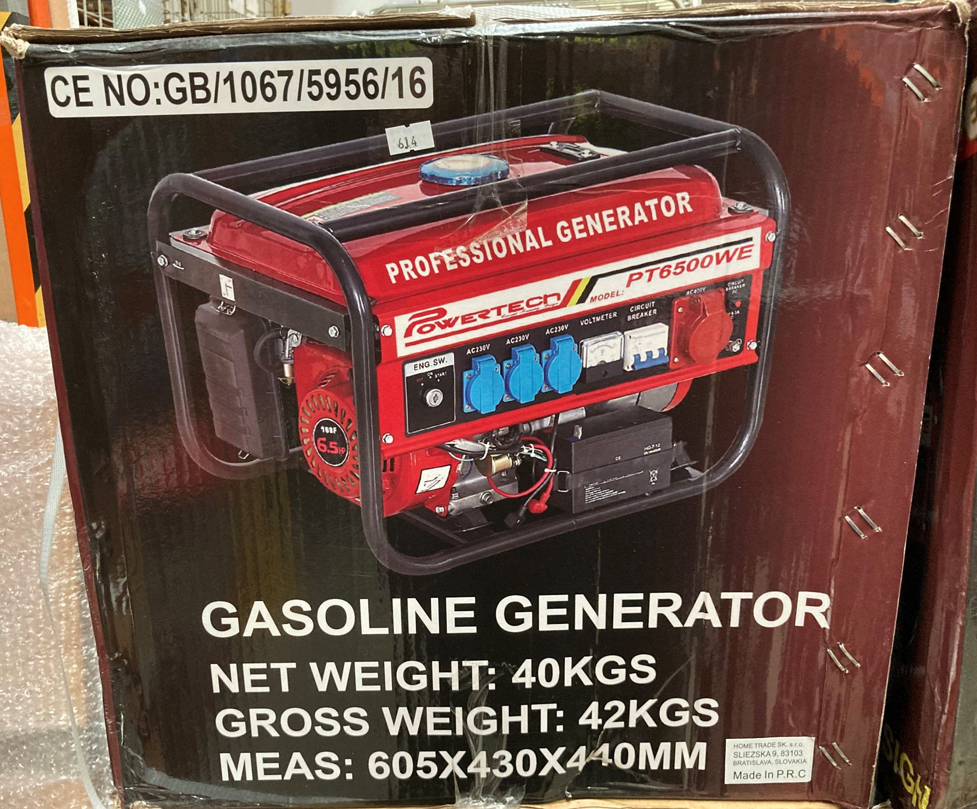 POWER TECH PT6500WE portable professional generator - rated out put 6000w, gross weight 42kg, - Image 2 of 2