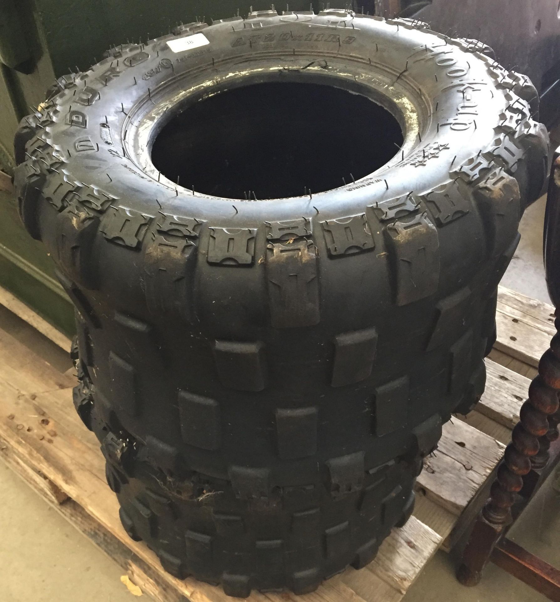 A pair of Duro AT20X11R9 quad bike tyres