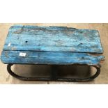 Contents to under part of rack - vintage sledge, basket, coal purdonium (as seen),