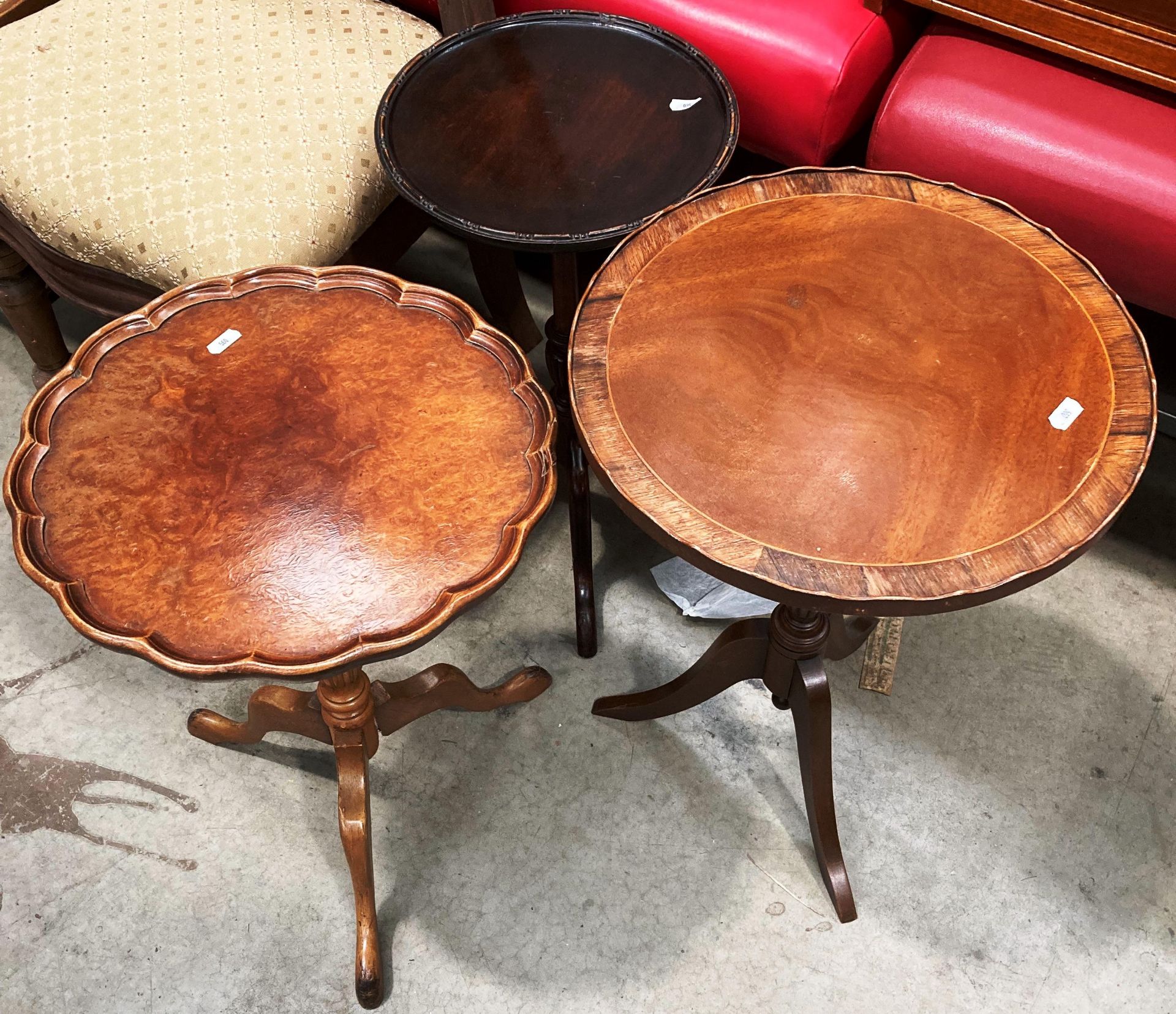 Three mahogany wine tables, two bedroom chairs, - Image 2 of 3