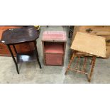 Three items - bamboo framed side table,