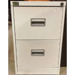 An Office World light grey metal two drawer filing cabinet