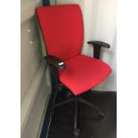 Red fabric adjustable office swivel armchair