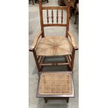 A 19th Century elm and ash rocking chair and a small folding table (2)