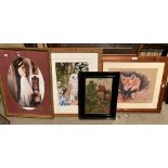 Five assorted pictures/prints/tapestries