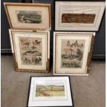Five assorted hunting related prints - The Ashdown open coursing meeting and coursing in Mourne