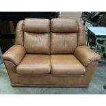 A G-Plan brown leather two seater sofa