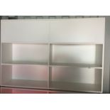 White laminated double sided storage unit 110 high x 160 wide x 34cm deep *Please note this lot is