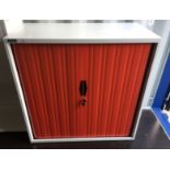 Silverline red tambour door stationery cabinet 100 x 100 x 48cm complete with key *Please note this