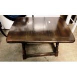 An oak low drop leaf side table 50cm x 70cm when open