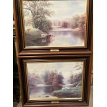 Two framed prints by William Mellor Cool Stream and River view,