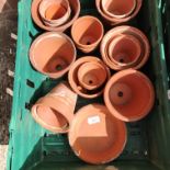 Contents to two plastic crates - a quantity of terracotta planters (crates not included with the