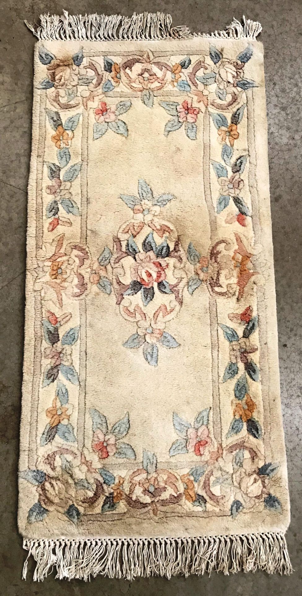 Three small Chinese rugs two fawn/beige patterned, - Image 2 of 3