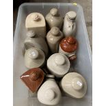 A collection of eleven stoneware hot water bottles
