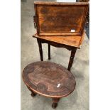 A small mahogany carved top oval table 54cm,