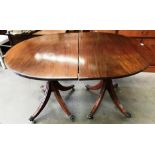 A mahogany Victorian style 'D' ended extending dining table (leaf) 102 x 190cm when extended