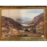 'S R Percy 1880' (no title) - farming in the valley print in ornate gilt frame 50 x 74cm