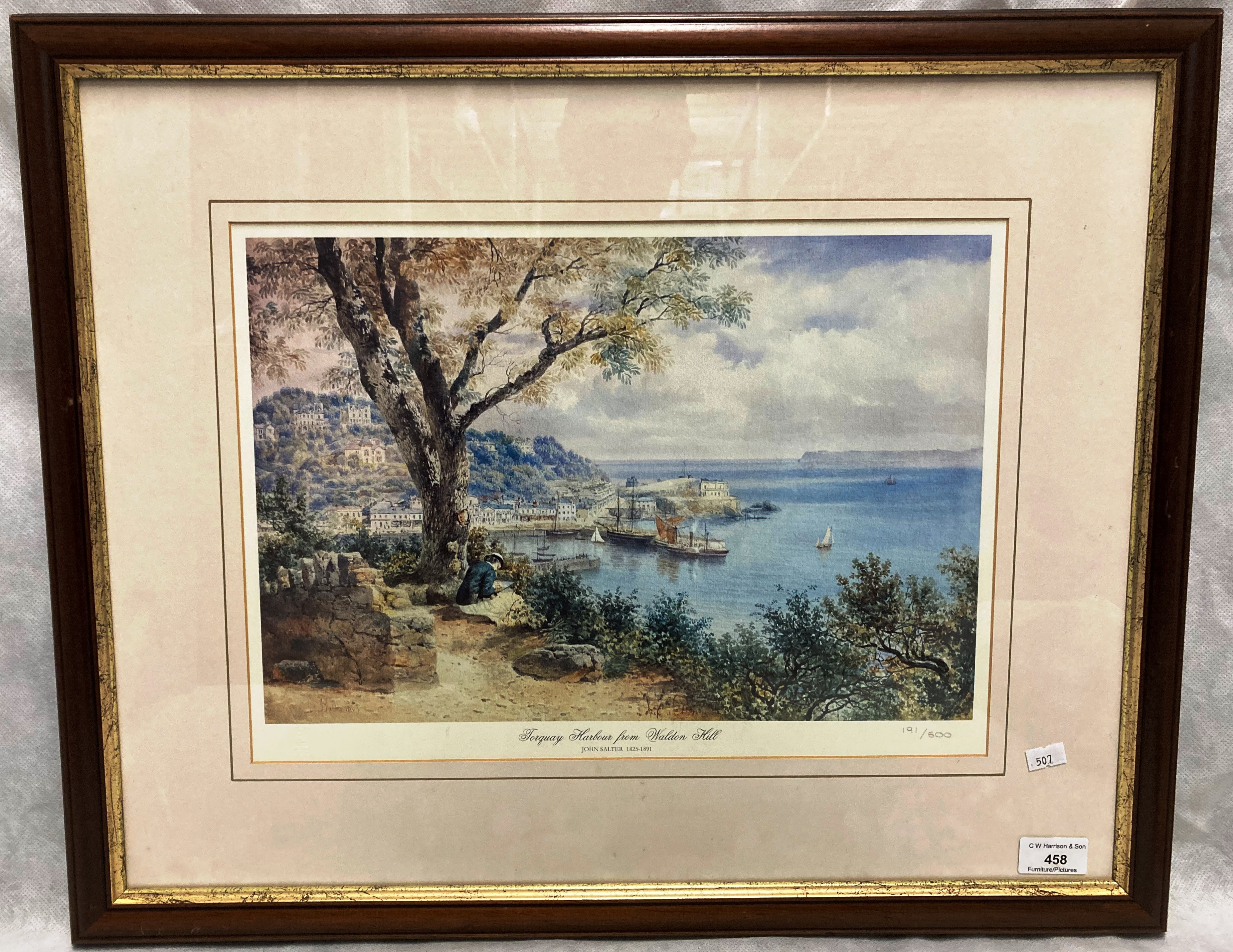 John Salter 1825-1891 Limited Edition framed print 'Torquay Harbour from Waldon Hill' 191/500 -