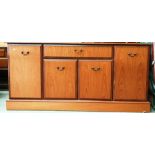 A light wood finish four door single drawer sideboard 155 x 80cm high