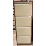 A Bisley brown and beige metal four drawer filing cabinet