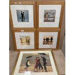 Five assorted framed prints by Vettriano ( one 30 x 40cm and four 15 x 15cm)