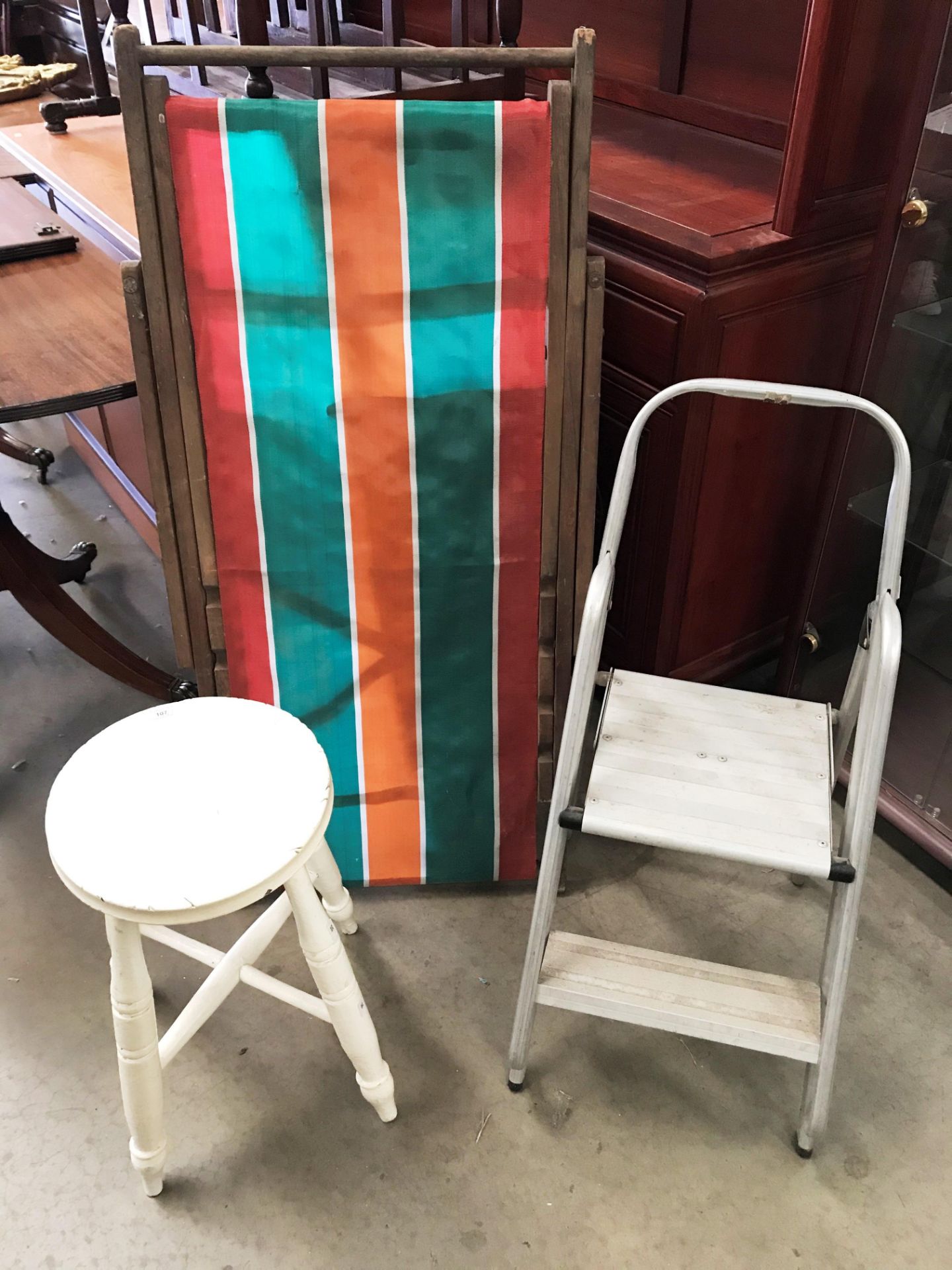 Three items - white painted stool,