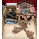Contents to tray wooden cuckoo clock - as viewed