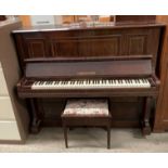 C. BECHSTEIN IRON FRAMED UPRIGHT PIANO in mahogany case s/n H.S.
