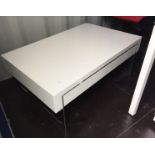 White gloss and chrome framed double drawer coffee table (some marks ( 110 x 70 x 40cm