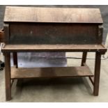 A wood framed saddle stand - drawer to each end 110 x 70 x 70 x 106cm high complete with three