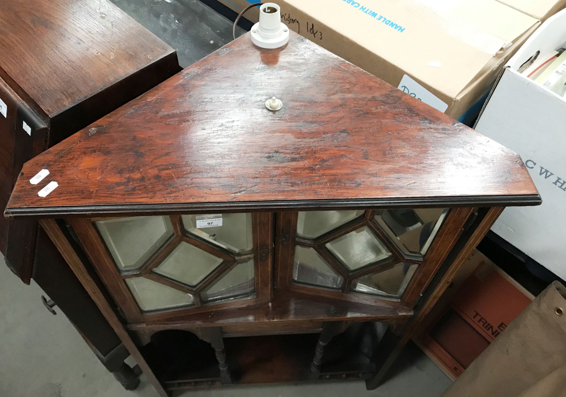 An inlaid rosewood standing corner cupboard base 67 x 103cm high - Image 2 of 2