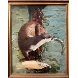 'Robert Harris 1983' framed oil on canvas 'otter and catch' 50 x 40cm Further Information
