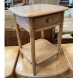 An Ercol blonde elm single drawer side table with undershelf 45 x 45 x 66cm high