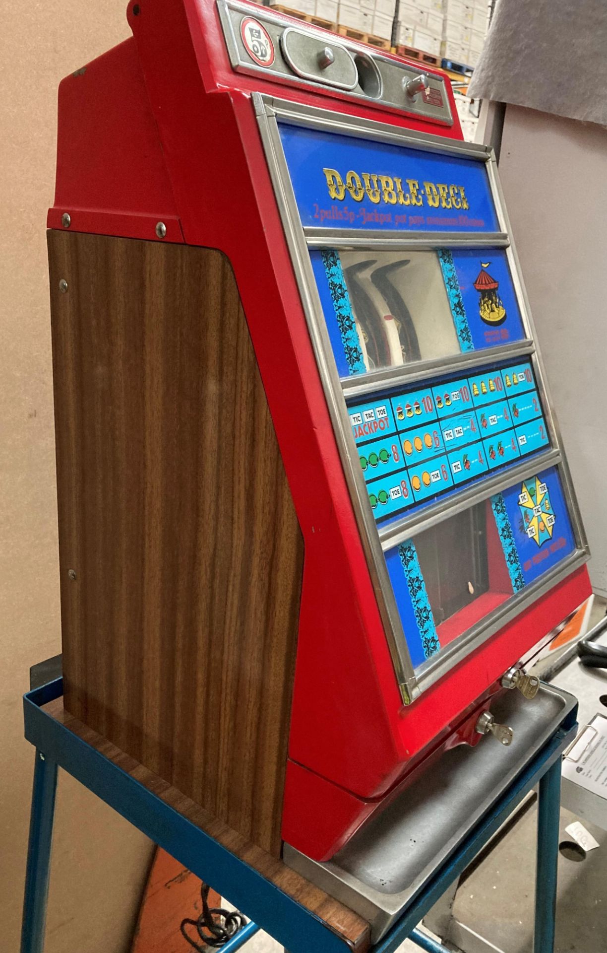 A VINTAGE DOUBLE DECI FRUIT MACHINE side handle approx, - Image 2 of 6