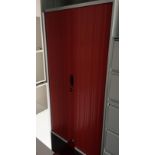 Silverline red tambour double door stationery cabinet 193 x 100 x 48cm complete with key *Please