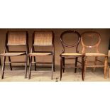 Two balloon back bedroom chairs and two folding chairs (4)