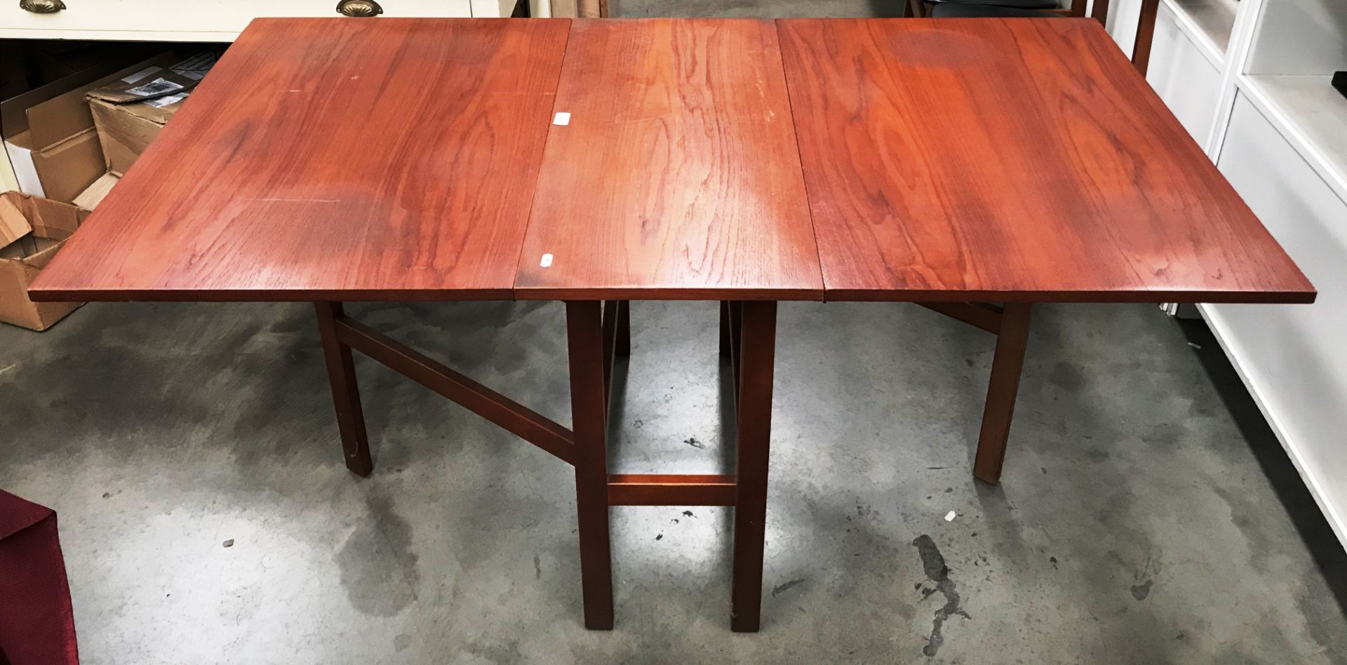 A teak drop leaf dining table 80 x 160cm extended,