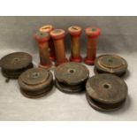 Ten assorted reproduction spools