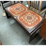 A tiled top teak framed coffee table circa 1970s 95 x 47cm