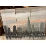 Three section box print of New York - each section 90cm x 38cm (90cm x 114cm)