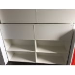 White laminated double sided storage unit 110 high x 160 wide x 34cm deep *Please note this lot is