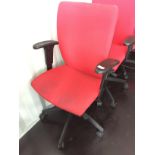 Red fabric adjustable office swivel armchair