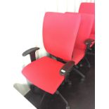 Red fabric adjustable office swivel armchair