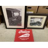 Indian Motorcycle Company, Springfield, Mass red fabric sign 39cm x 48cm,