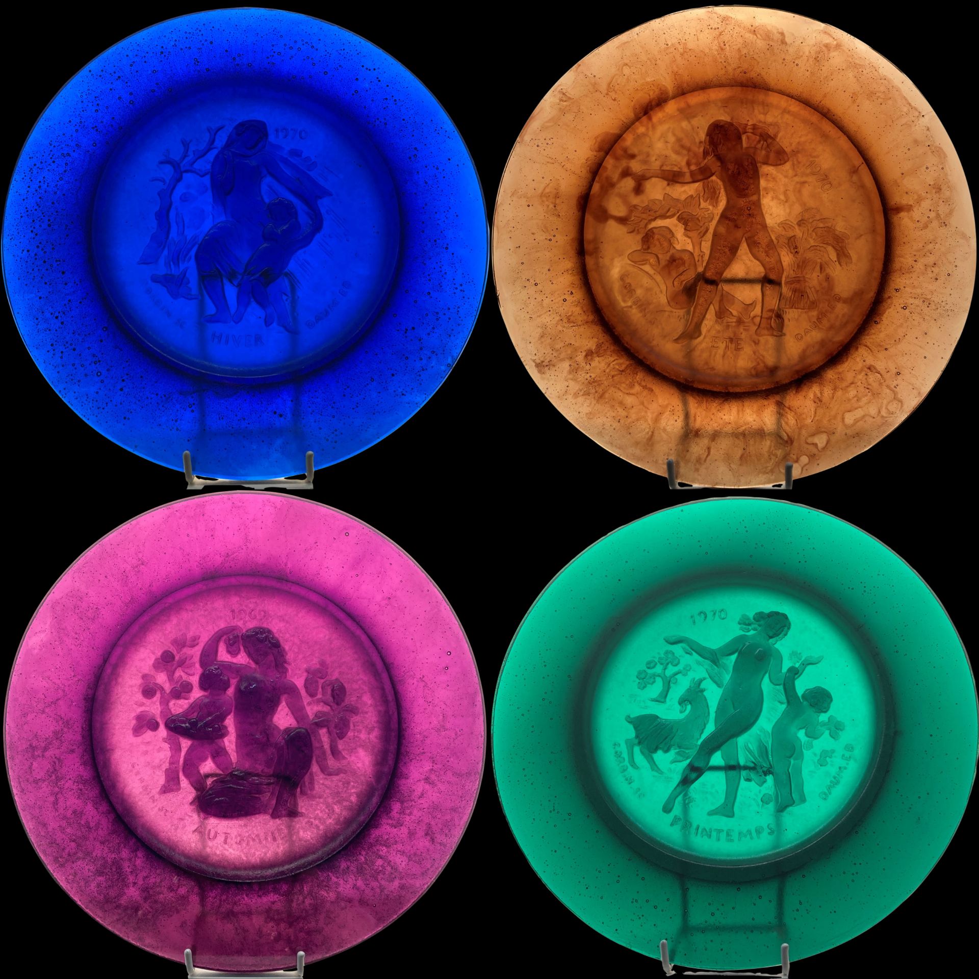 A SET OF FOUR DAUM 'COLOURS OF THE 4 SEASONS' PATE DE VERRE GLASS PLATES, - Image 2 of 40