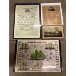Four assorted naval/maritime prints etc.